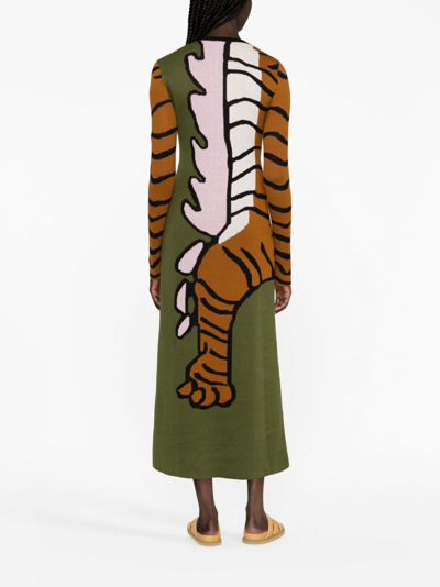 Shop Johanna Ortiz Taming The Tiger-jacquard Cotton Dress In Brown