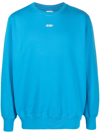 Shop Autry Logo-flocked Cotton Sweatshirt In Blue