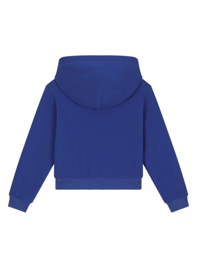 Dolce & Gabbana Logo-plaque Zip-up Cotton Hoodie In Blue