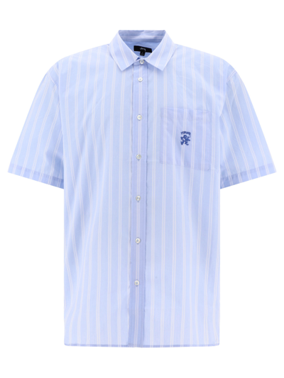 Shop Stussy Striped Shirt In Light Blue