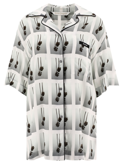 Shop Palm Angels "mirage Bowling" Shirt In White