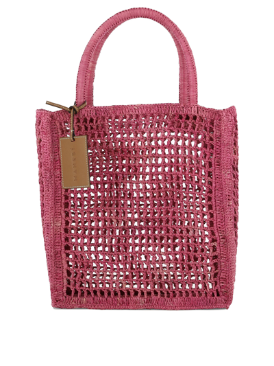 Shop Manebi "net" Shoulder Bag In Fuchsia