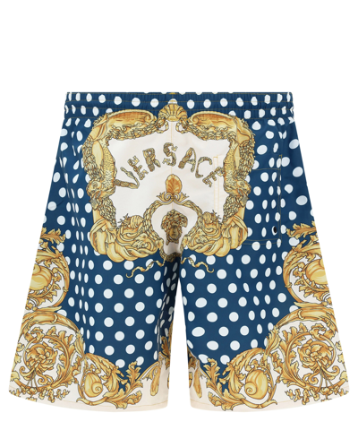 Shop Versace Swim Shorts In Lightblue