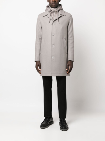 Shop Herno Long Coat With Hood