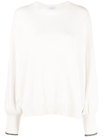 Shop Brunello Cucinelli Cashmere Long Sleeve Round Neck Sweater