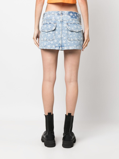 Shop Erl Womens Denim Jacquard Short Skirt Woven
