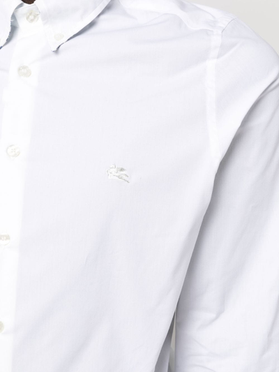 Shop Etro Fuji Botton Down Slim Shirt With Logo