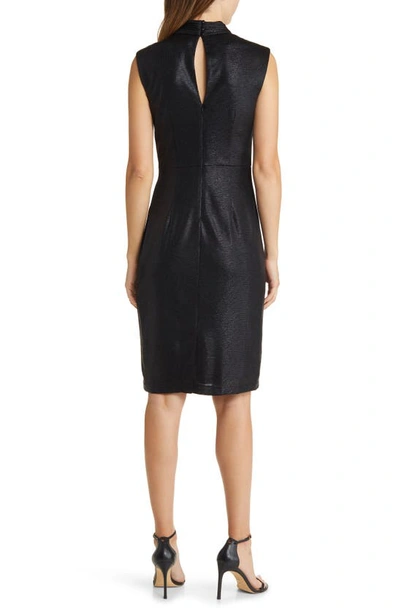 Vince Camuto Sequin Front Twist Keyhole Midi Dress In Black