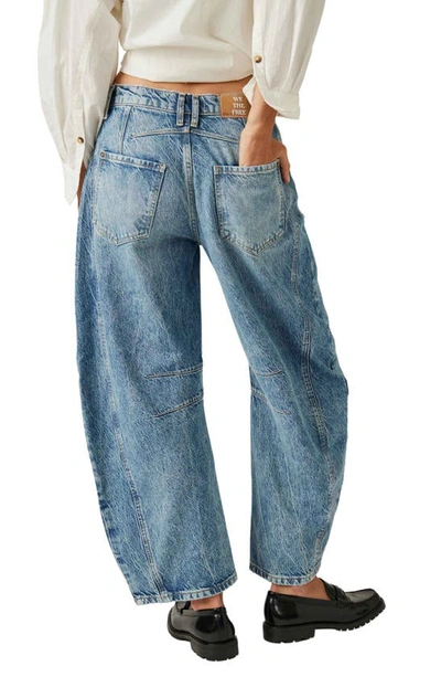 Shop Free People Good Luck Mid Rise Barrel Leg Jeans In Ultra Light Beam