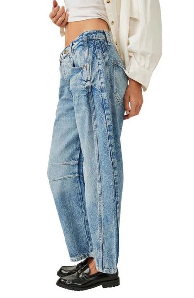 Shop Free People Good Luck Mid Rise Barrel Leg Jeans In Ultra Light Beam