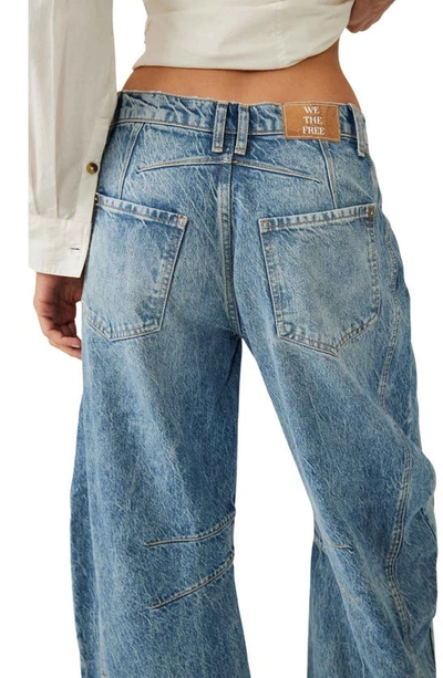 Shop Free People Good Luck Mid Rise Barrel Leg Jeans In Ultra Light Beam