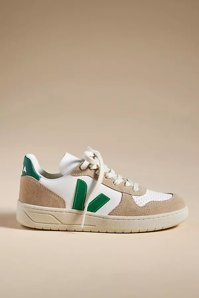 Shop Veja V-10 Sneakers In Green