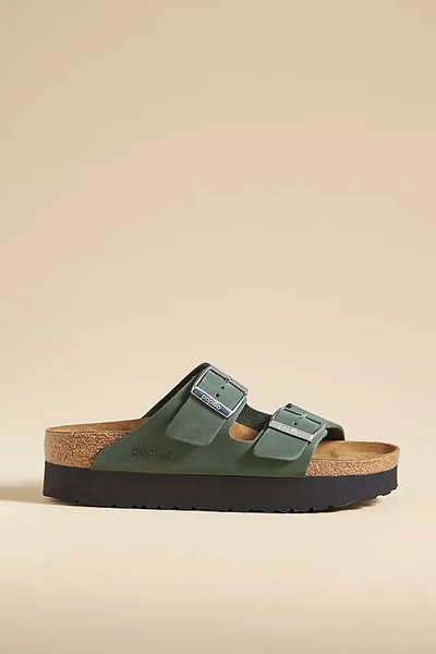 Shop Birkenstock Papillio By  Arizona Platform Vegan Sandals In Green