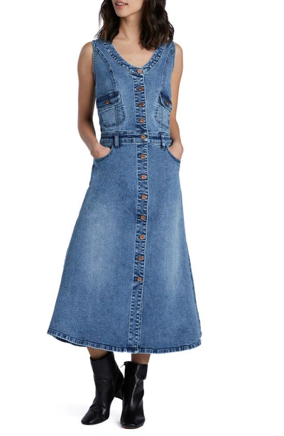 Shop Wash Lab Denim Sleeveless Denim Midi Dress In Sway Blue