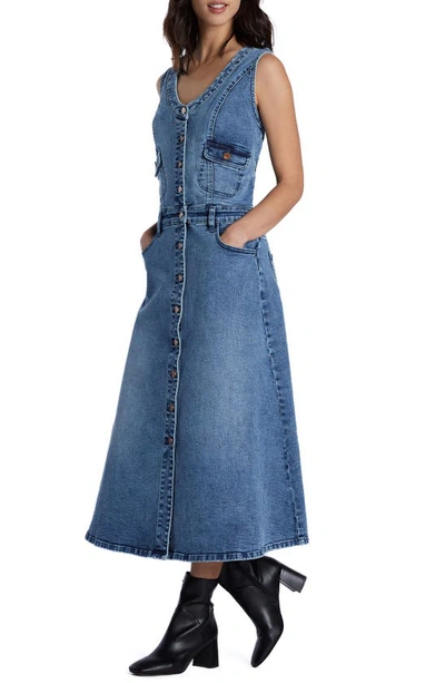 Shop Wash Lab Denim Sleeveless Denim Midi Dress In Sway Blue