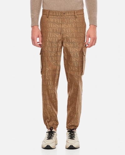 Shop Versace Informal Pant Techno Canvas Fabric In Beige