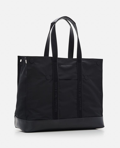 Shop Alexander Mcqueen De Manta Tote  Bag In Black