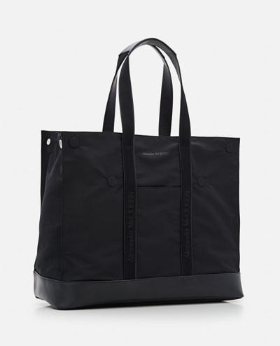 Alexander Mcqueen Black Fabric Shopping Bag In Black