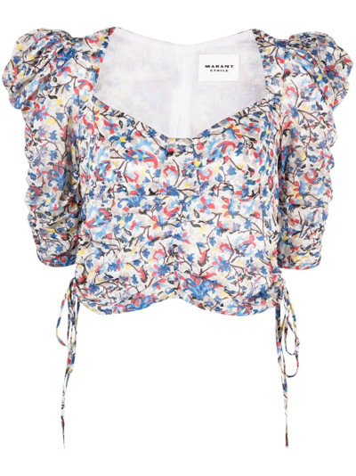 Shop Marant Etoile Multicolour Floral-print Cotton Blouse In Weiss