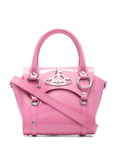 Shop Vivienne Westwood Pink Small Betty Orb Plaque Tote Bag