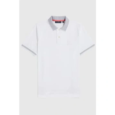 Shop Psycho Bunny - Damon Pique Polo Shirt With Contrast Trim In White B6k928y1pc