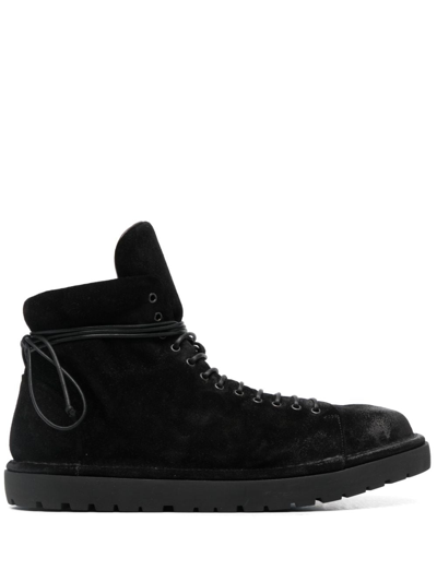 Shop Marsèll Round-toe Lace-up Leather Boots In Black