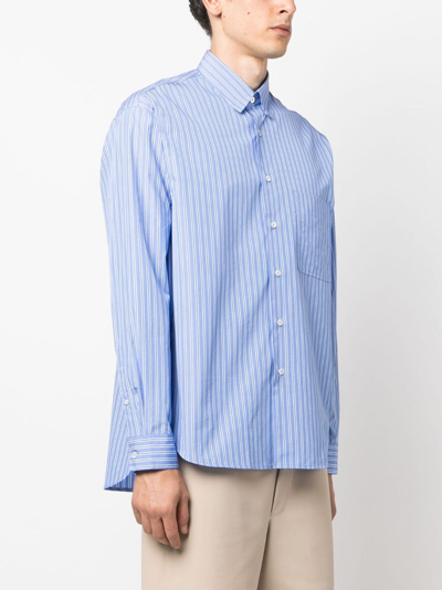 Shop Lanvin Striped Long-sleeve Shirt In Blue