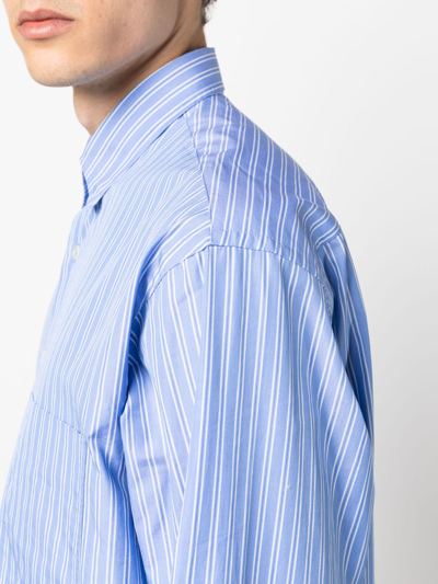 Shop Lanvin Striped Long-sleeve Shirt In Blue