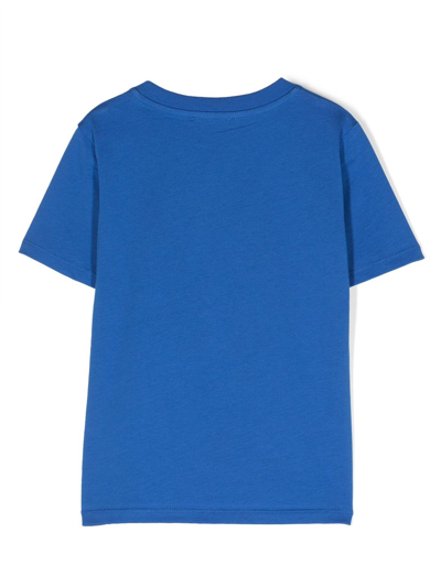 Shop Balmain Logo-print Cotton T-shirt In Blue