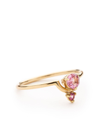 Shop Wwake 14kt Yellow Gold Nestled Pink Sapphire And Tourmaline Ring