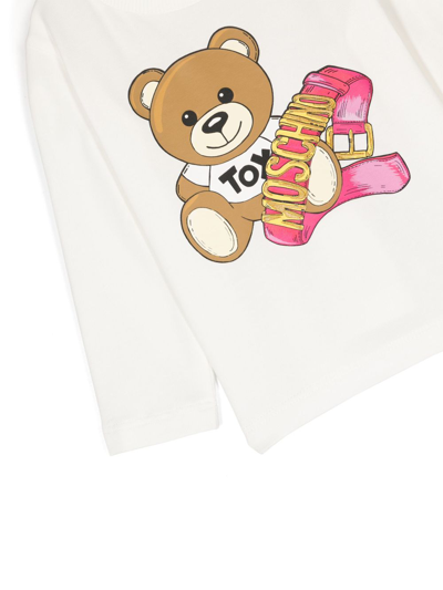 Shop Moschino Teddy Bear Crew-neck Sweatshirt In White