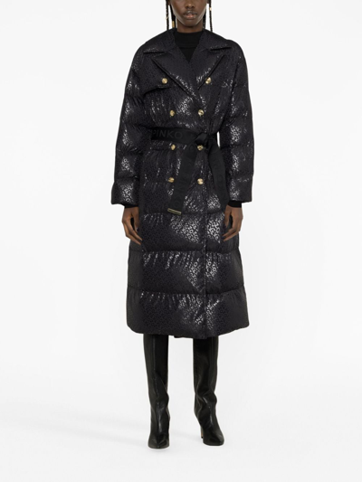 Shop Pinko Double-breasted Padded Coat In Black