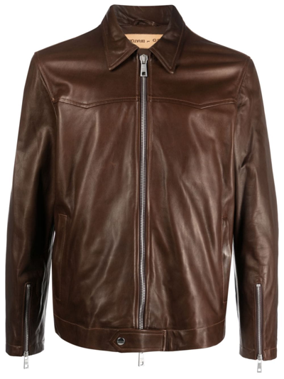 Shop Giorgio Brato Zip-up Leather Jacket In Brown