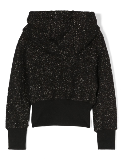 Shop Balmain Glitter-detail Wool-blend Hoodie In Black