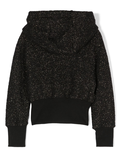 Balmain Glitter-detail Wool-blend Hoodie In Black