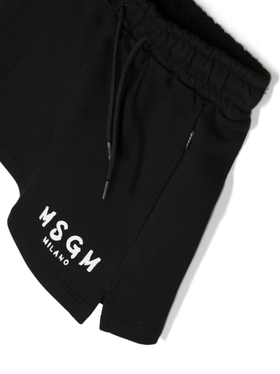 Shop Msgm Logo-print Drawstring Cotton Skirt In Black