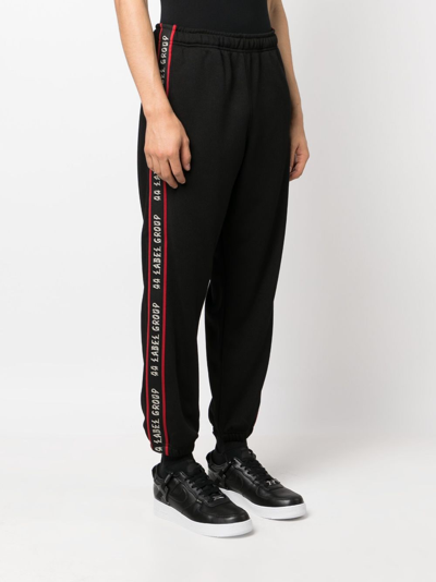 44 Label Group Logo-stripes Cotton Track Pants In Black