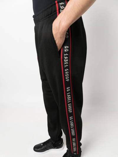 44 Label Group Logo-stripes Cotton Track Pants In Black