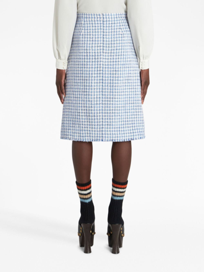 Etro Tweed Sheath Midi Skirt In Blue