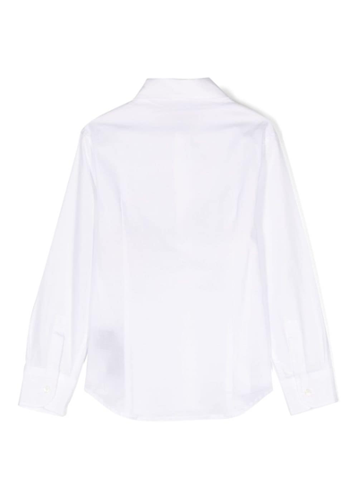 Shop Balmain Logo-embroidered Cotton Shirt In White