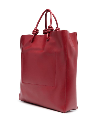 Shop Jil Sander Logo-print Leather Tote Bag In Red