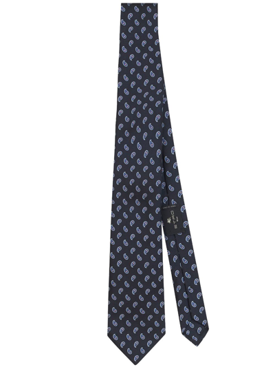 Shop Etro Paisley-print Silk Tie In Blue