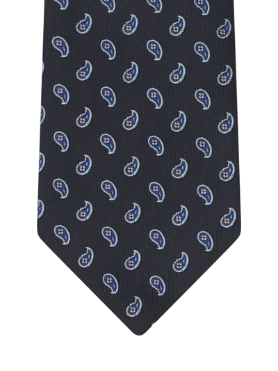 Shop Etro Paisley-print Silk Tie In Blue