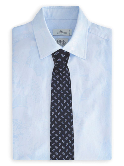 Shop Etro Paisley-print Silk Tie In Blue