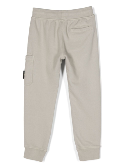 Stone Island Compass-motif Cotton Track Pants In Grey