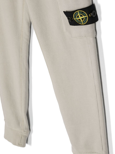 Shop Stone Island Junior Compass-motif Cotton Track Pants In Grey