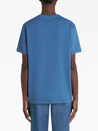 Shop Etro Pegaso-motif Cotton T-shirt In Blue