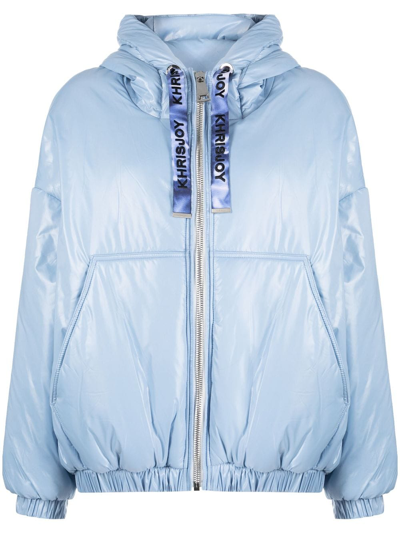 Shop Khrisjoy High-shine Hooded Jacket In Blue