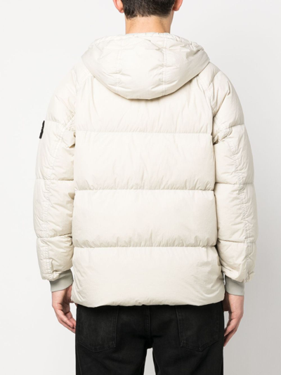 Shop Stone Island Compass-patch Puffer Jacket In Neutrals