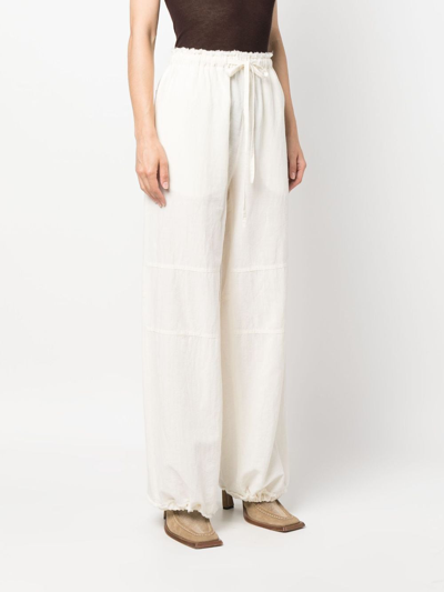 Acne Studios Drawstring-detail Palazzo Pants In White